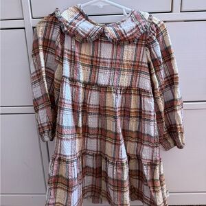 Zara Plaid Long Sleeve Smocked Toddler Dress